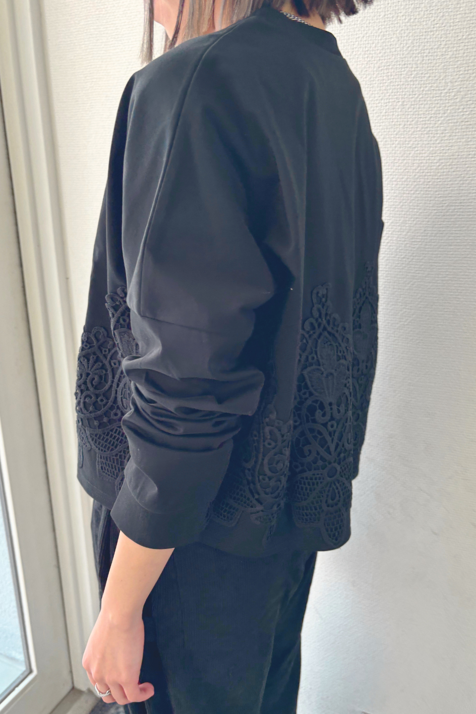 Lace Edge Tops-Black