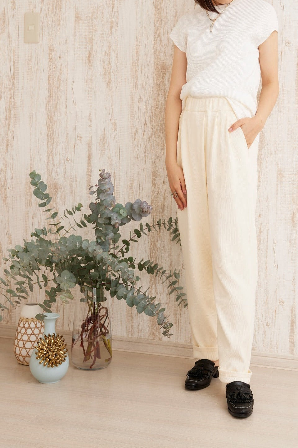 Daily ribbed cotton pants