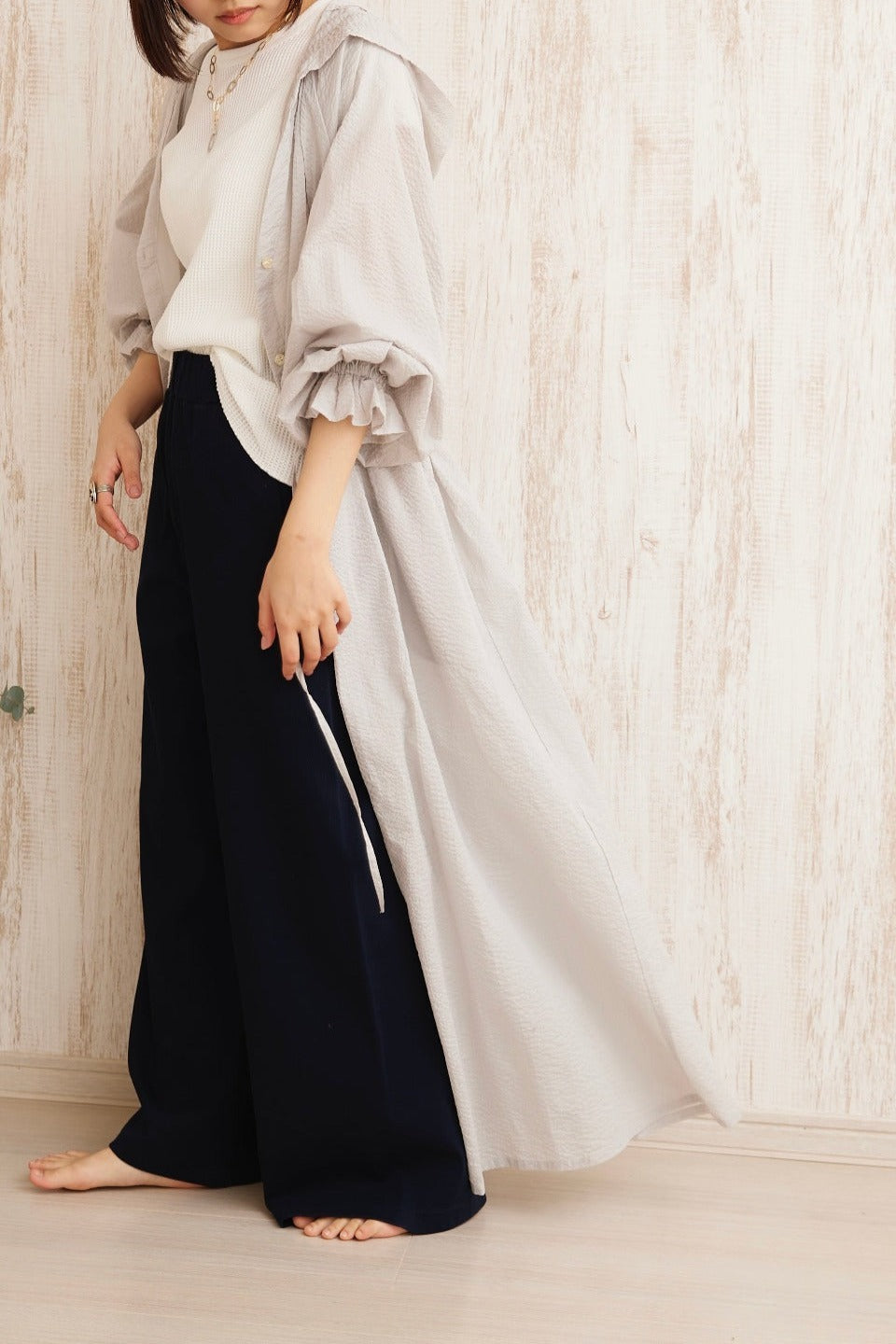 Wave Balloon Sleeve Dress