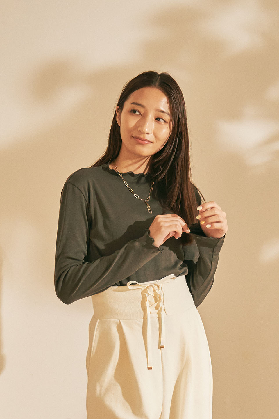 Sheer tops × Cozy warmer shorts(10%OFF)