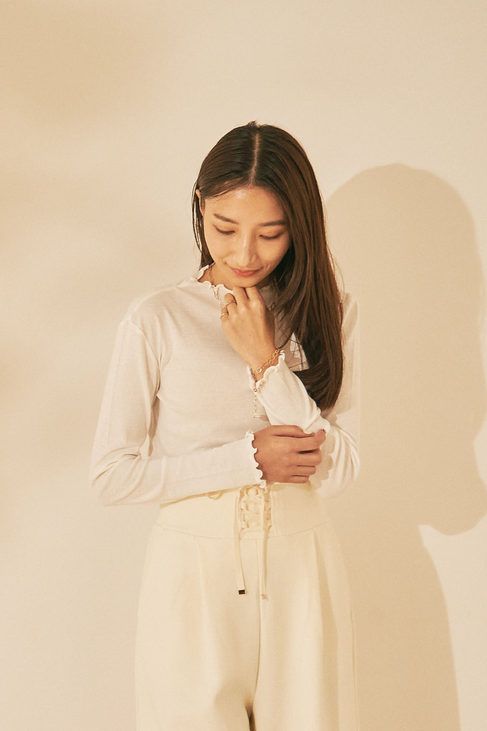 Sheer tops × Cozy warmer shorts(10%OFF)